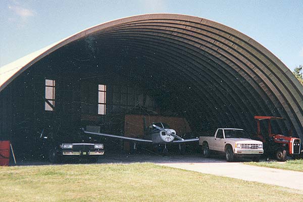Metal airplane hangar