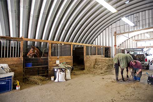 Horse barn and workshop for horse-shoeing